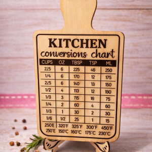 Kitchen Conversion Chart – Laser Engraved Wooden Cutting Board Style Sign
