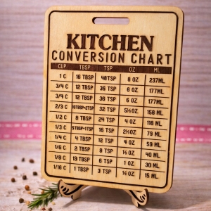 Kitchen Conversion Chart – Laser Engraved Wooden Cutting Board Sign