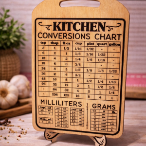 Kitchen Conversions Chart – Laser Engraved Wooden Sign