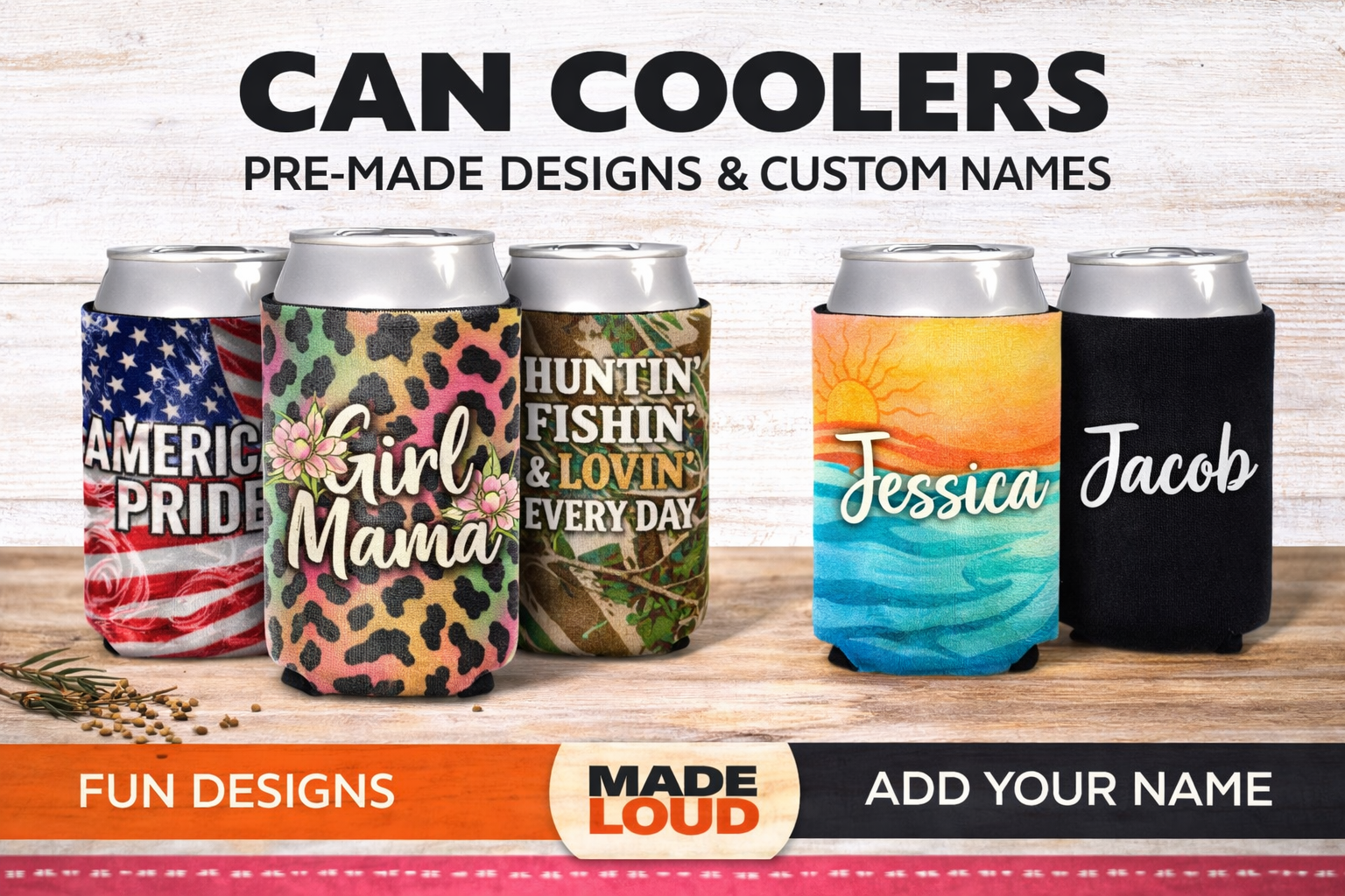 Custom Sublimated Can Coolers (Koozies) – MADE LOUD